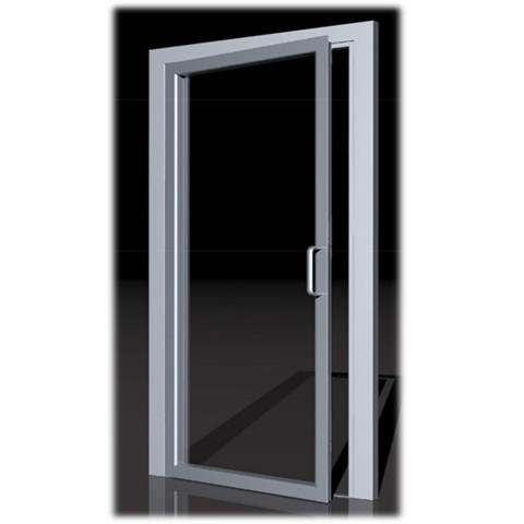 Single and 2-leaf hand-opening doors (Aluminum frame, decorative wall)
