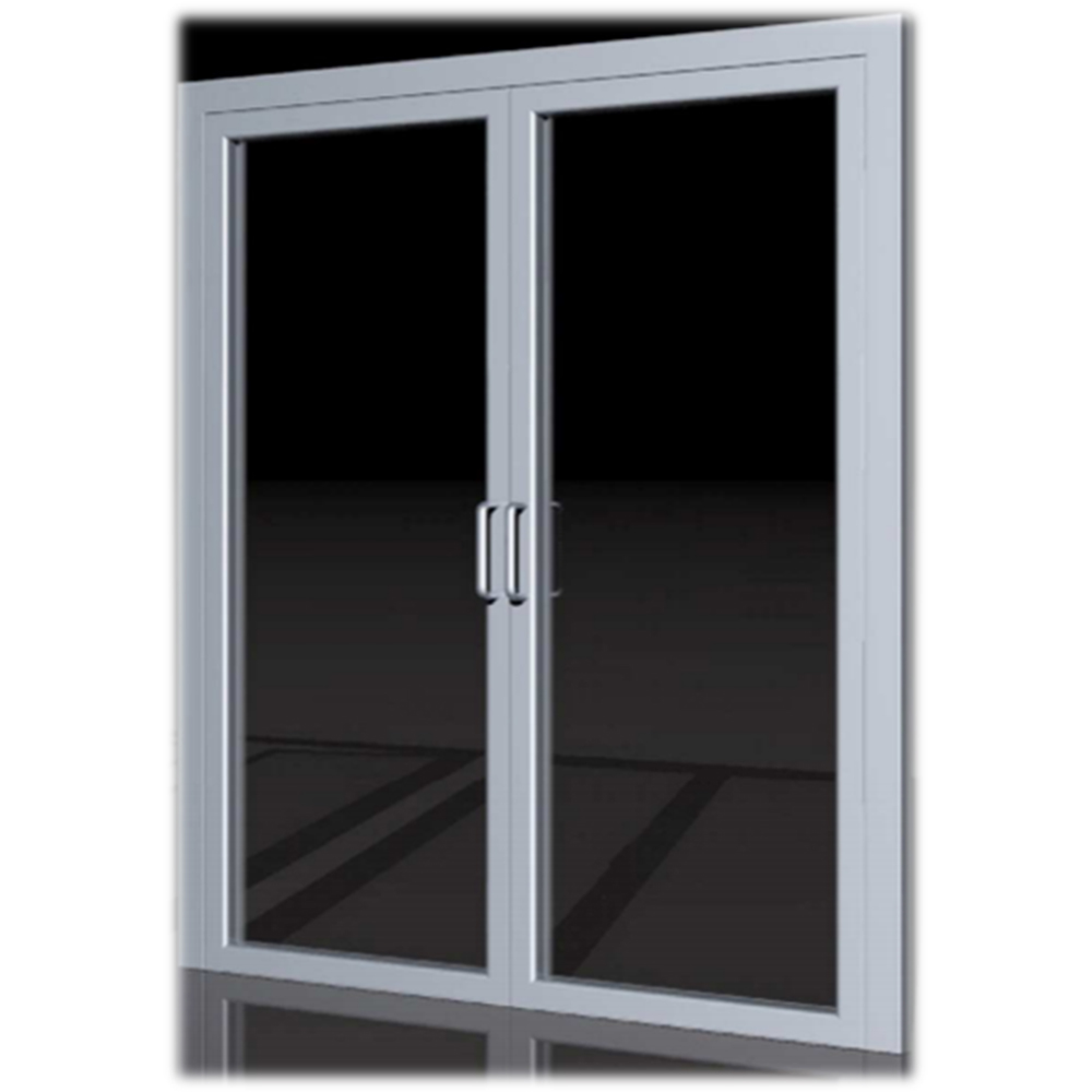 Single and 2-leaf hand-opening doors (Aluminum frame, decorative wall)