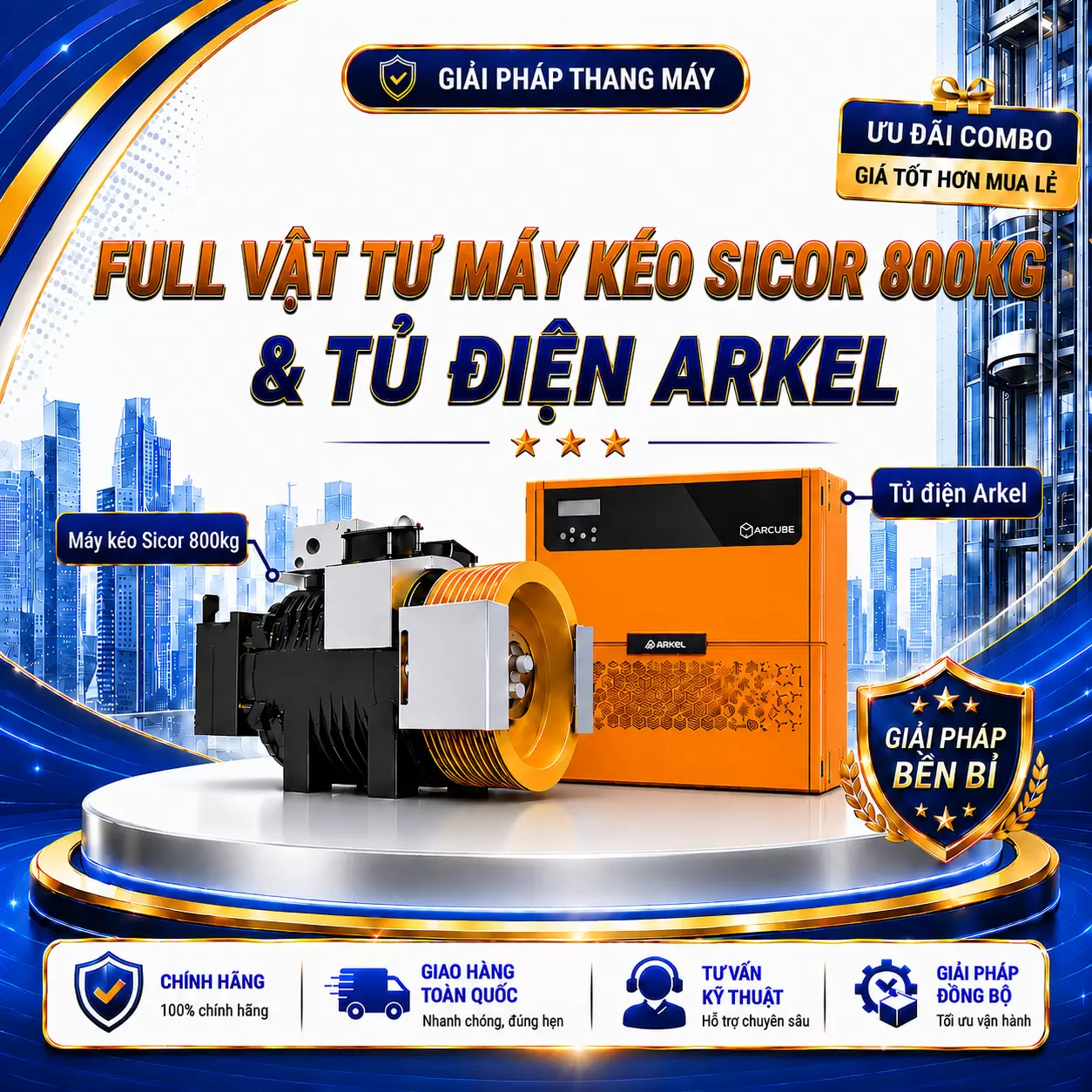 Combo Full Vật Tư Máy kéo Sicor 800kg & Tủ điện Arkel
