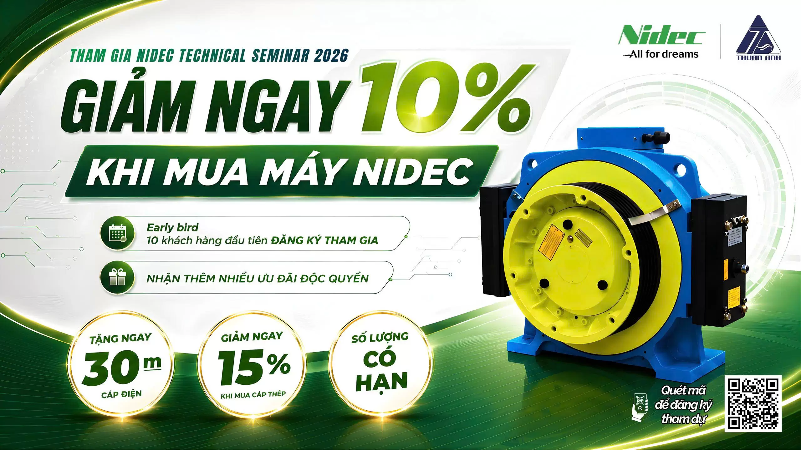 ĐẠI TIỆC ƯU ĐÃI NIDEC: SỞ HỮU CÔNG NGHỆ TỪ CÁC SIÊU DỰ ÁN TOÀN CẦU VỚI MỨC GIÁ CHƯA TỪNG CÓ