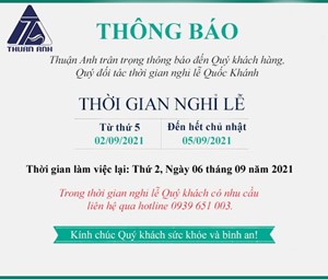 THUAN ANH ANNOUNCEMENT OF THE NATIONAL DAY CELEBRATION SCHEDULE 02/09/2021
